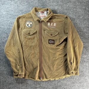 Napapijri Jacket Mens Large Brown Fleece Full Zip Military Lined NPR Outdoor